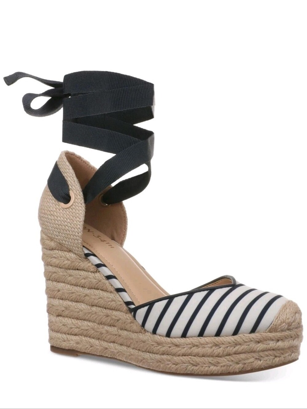 On 34th Melindaa Espadrille Wedge Stripe Lace Up Sandals 9.5 NIB Balletcore